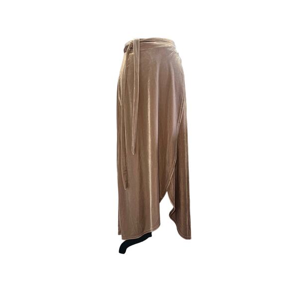 Urban Outfitters Taupe Velour Velvet Feel Wrap Maxi Skirt Small - Picture 1 of 7